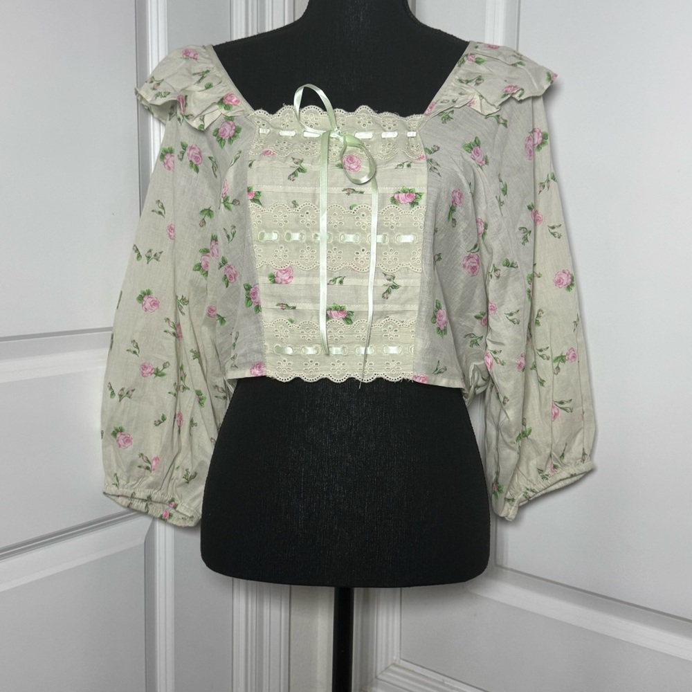 ASOS Cream Blouse with Pink Floral Design